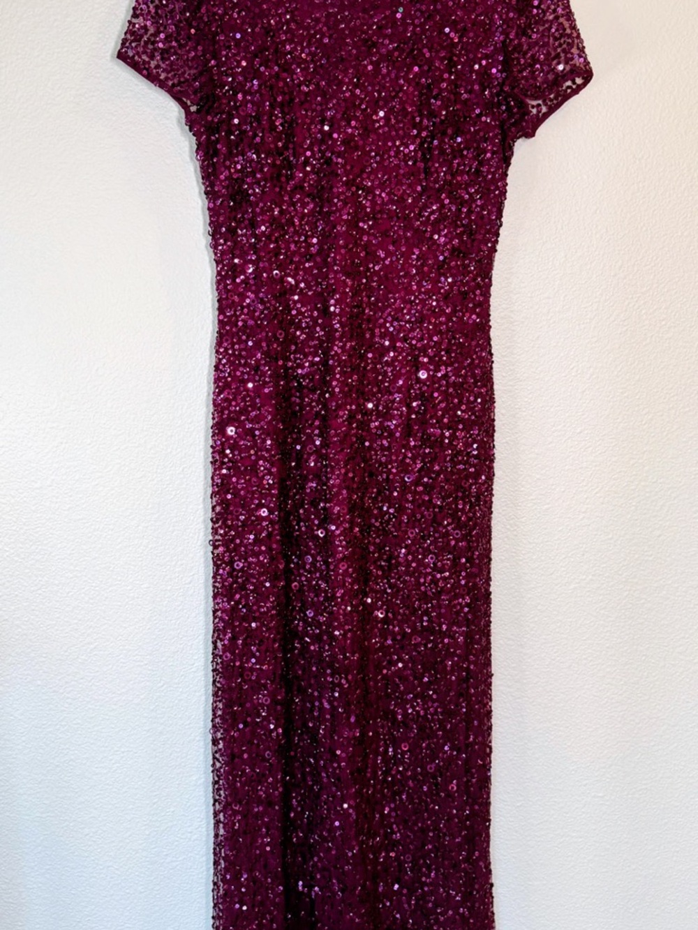 Adrianna Papell Wine-Red Sequin Evening Gown Formal Dress - Picture 10 of 12
